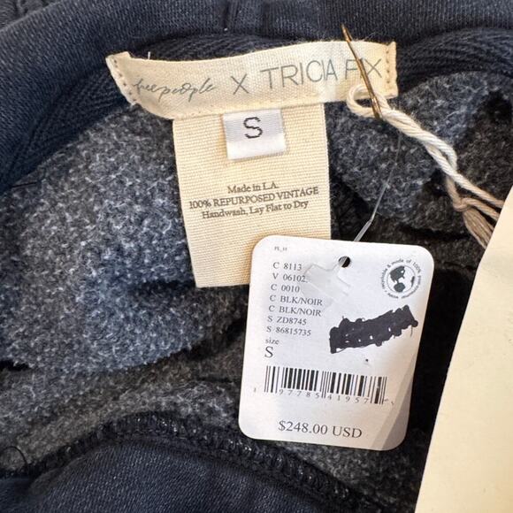 NWT Free People x Tricia Fix Zuma Denim Mix Hooded Sweatshirt Size Small - Picture 14 of 16